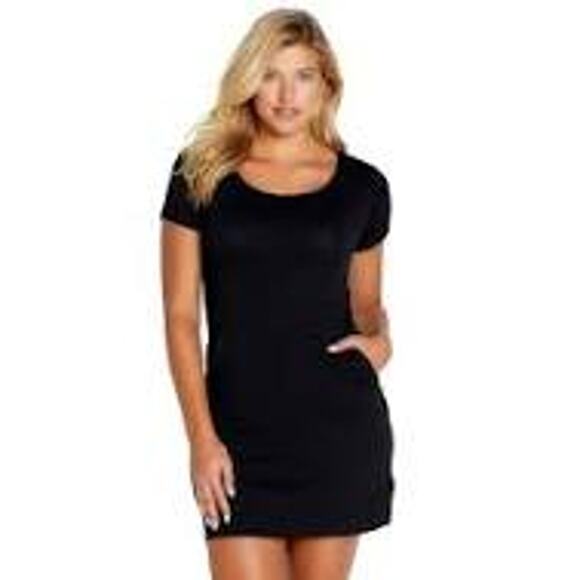 B Up MALIBU BLACK SHORT SLEEVE LOUNGE MINI DRESS  #MAB-305-BLK XL XLarge NEW - Picture 1 of 10